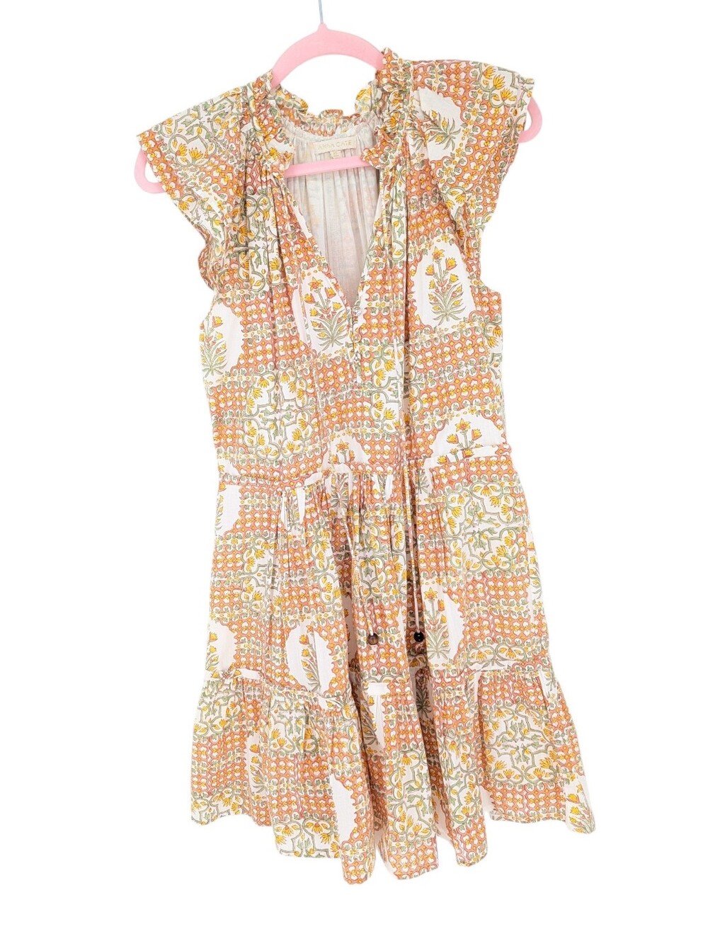 Anna Cate Floral Medallion Ruffle Tiered Mini Dress Tuckernuck 100% Cotton XS